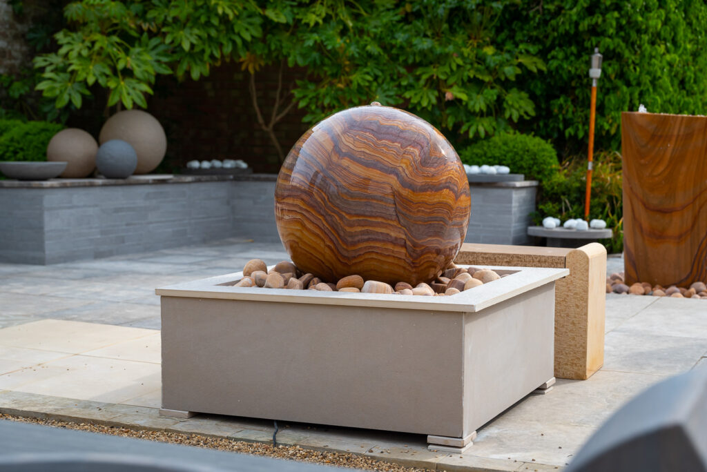 stone sphere water feature
