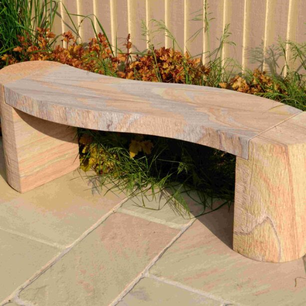 Rainbow colour sandstone curved bench