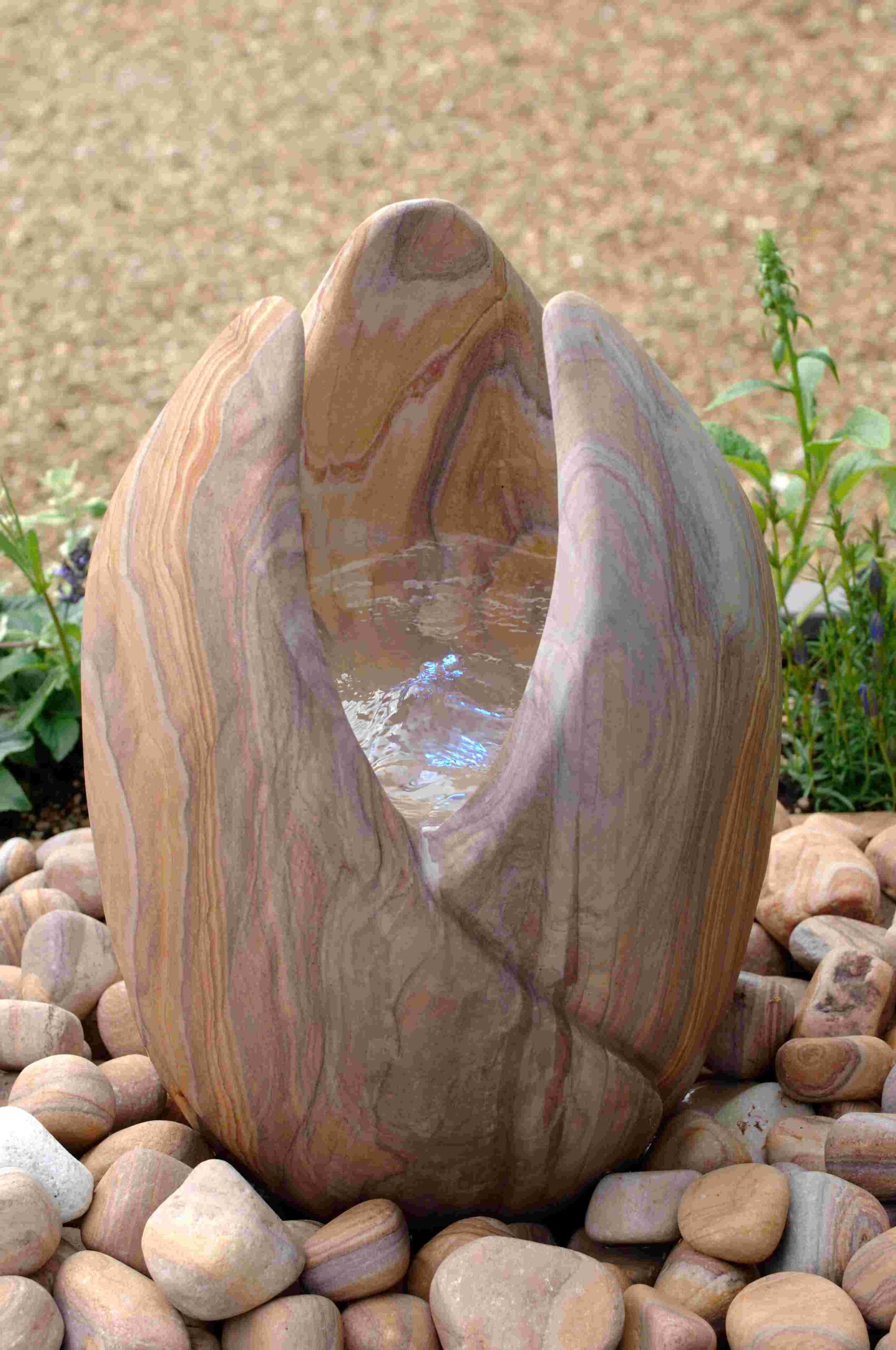 Foras Sculpted Tulip Rainbow sandstone water feature