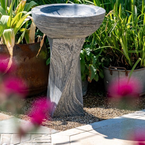 Twist Pewter Sandstone Birdbath