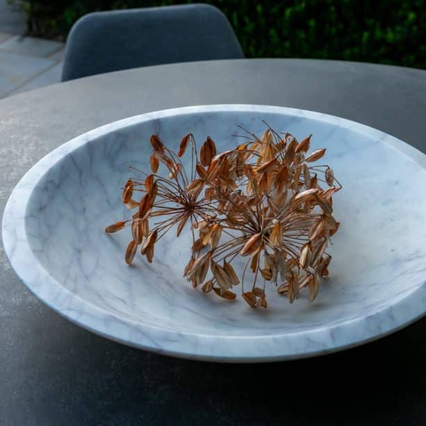 Molten Essence Obsidian White Marble Bowl