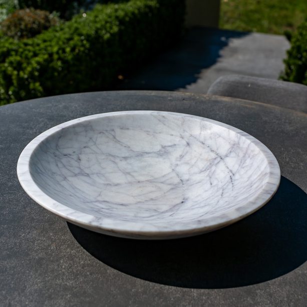 Molten Essence Obsidian White Marble Bowl