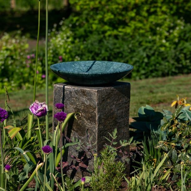Molten Essence Jade Marble Bowl On Slate Plinth