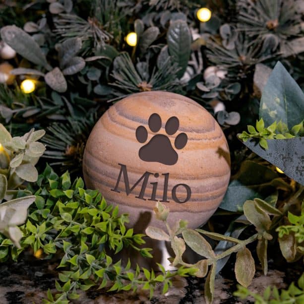 Personalised 10cm Rainbow Sandstone Sphere | Symbol & Name