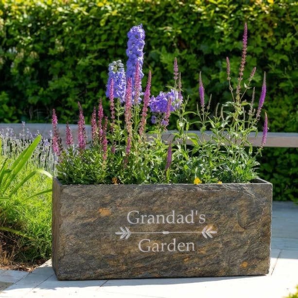 Personalised Floral Motif Surmi 60cm Slate Trough
