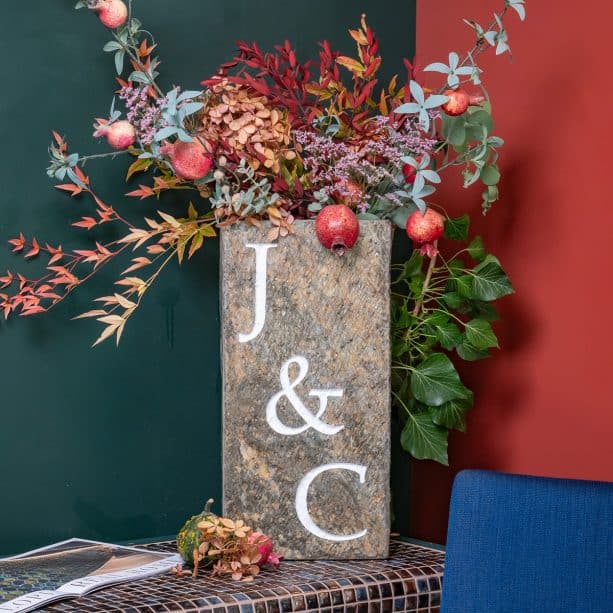 Personalised Surmi 45cm Rectangle Slate Vase | 3 Letters