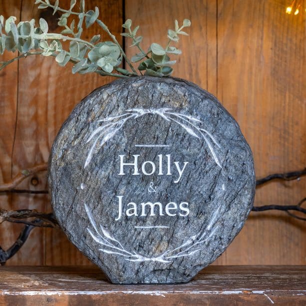 Personalised Laurel Wreath Basa Slate Vase